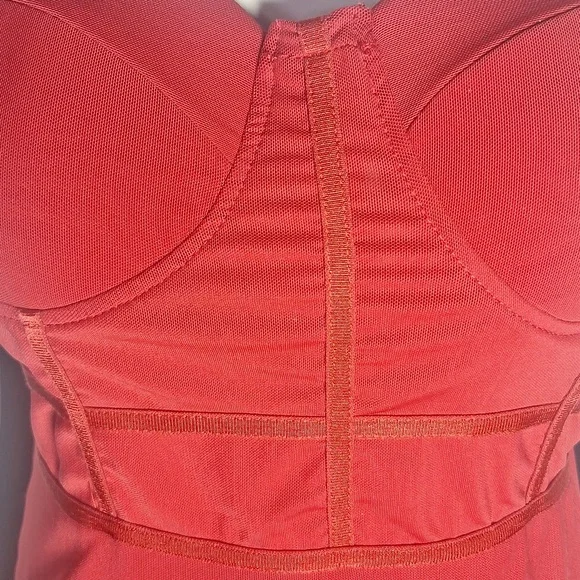 Haute Monde Red Corset Ribbed Bodycon Cocktail Dress Size Large - Picture 6 of 9
